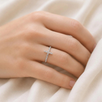 Moissanite Cross Ring | Sideways Cross Ring Gold