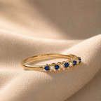 Blue Sapphire Ring | Gold Plated Silver Ring | Cubic Zirconia Band