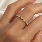 1.60mm Moissanite Eternity Band | 925 Sterling Silver Milgrain Marquise Stacking Ring
