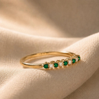 Emerald Ring Gold Plated Silver | Dainty Emerald Wedding Band
