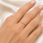 Moissanite Cross Ring | Sideways Cross Ring Gold