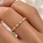 1.60mm Moissanite Eternity Band | 925 Sterling Silver Milgrain Marquise Stacking Ring