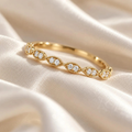 1.60mm Moissanite Eternity Band | 925 Sterling Silver Milgrain Marquise Stacking Ring