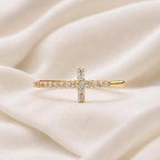 Moissanite Cross Ring | Sideways Cross Ring Gold