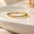 1.60mm Moissanite Half Eternity Band | Dainty Stackable Ring