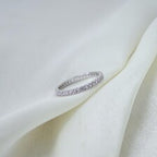 Dainty Round Cut Zircon Full Eternity Band, Minimalist Zircon 925 Sterling Silver Eternity Ring, Anniversary Band, Bridal Ring Set