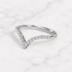 925 Sterling Silver Moissanite Chevron Eternity Band | V Shape Wedding Ring Enhancer | Curved Stackable Bridal Ring | Gold Plated Ring